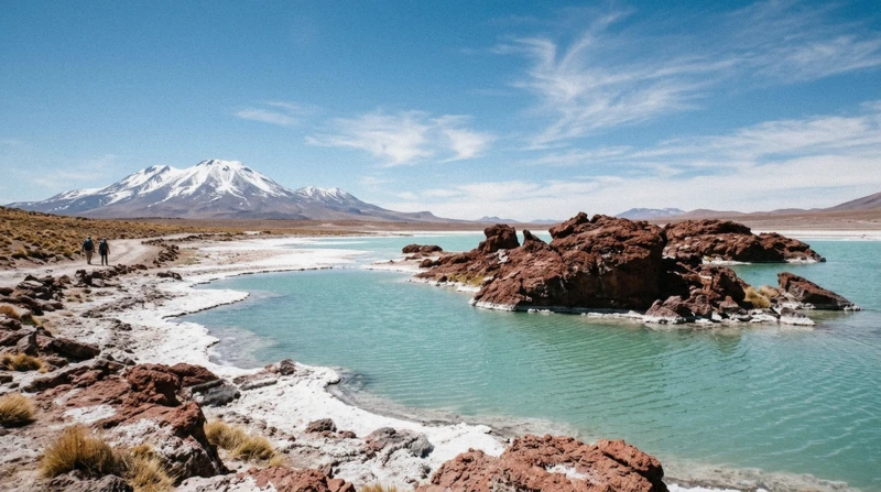 Flamingos feeding at Laguna Chaxa on a Piedras Rojas full-day Atacama Desert tour in the Chilean altiplano